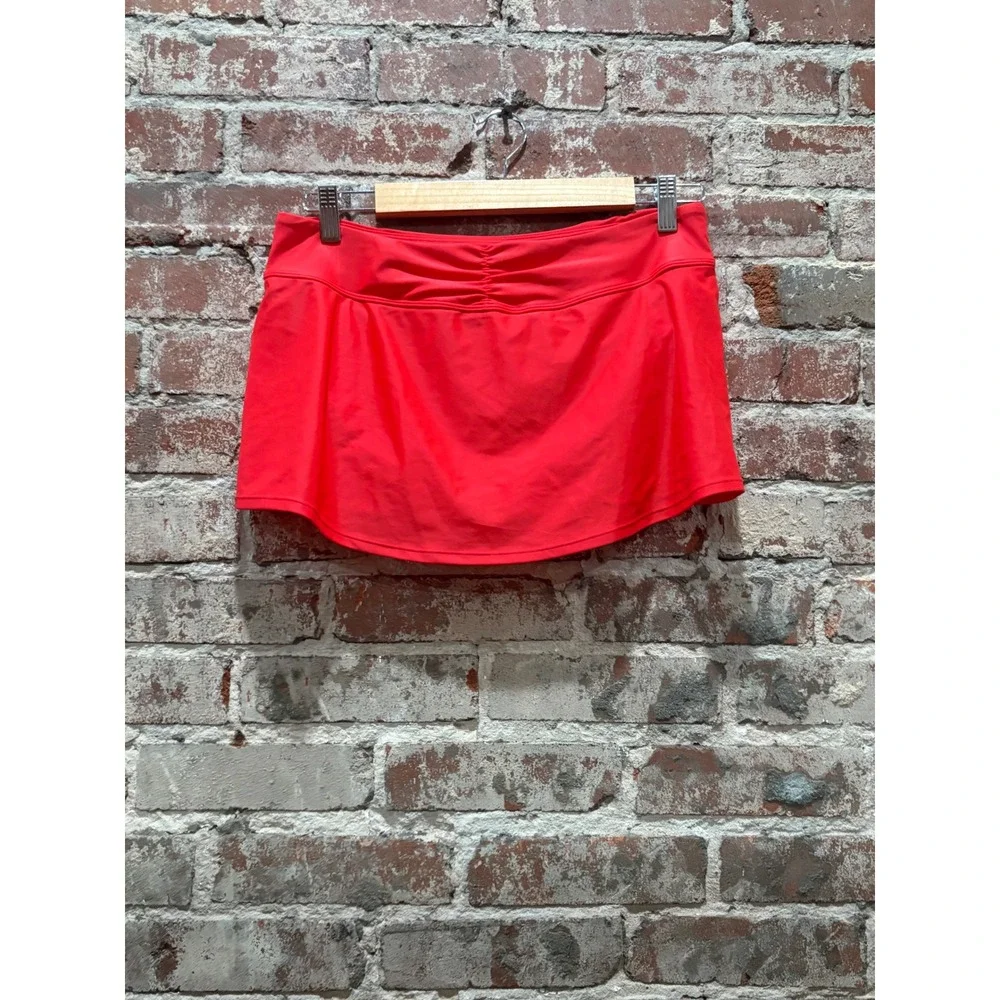 NWT Athleta Shirred Band Swim Skirt Red Size Medium